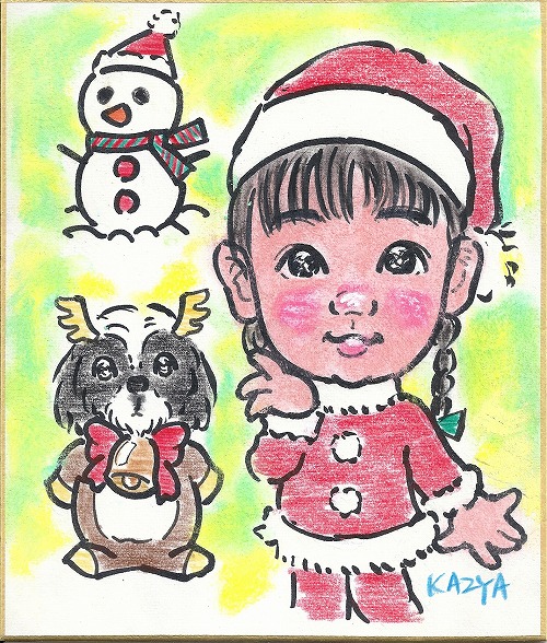 まゆちゃんとゴンと雪だるま