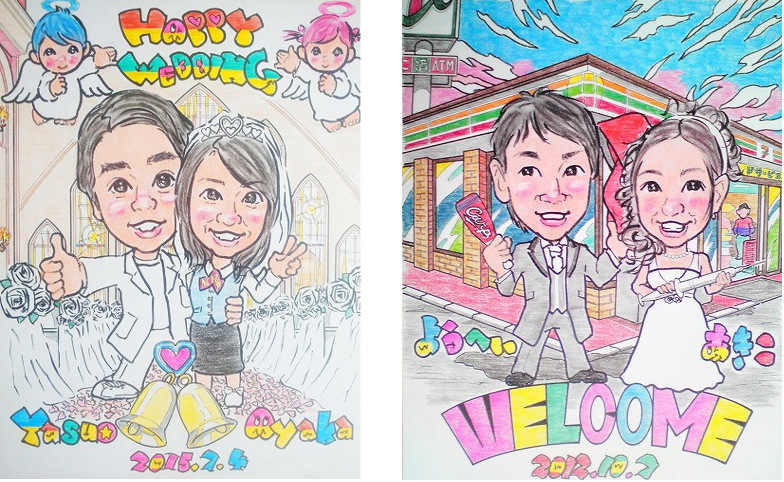 似顔絵ウエルカムボードLタイプ　岡山