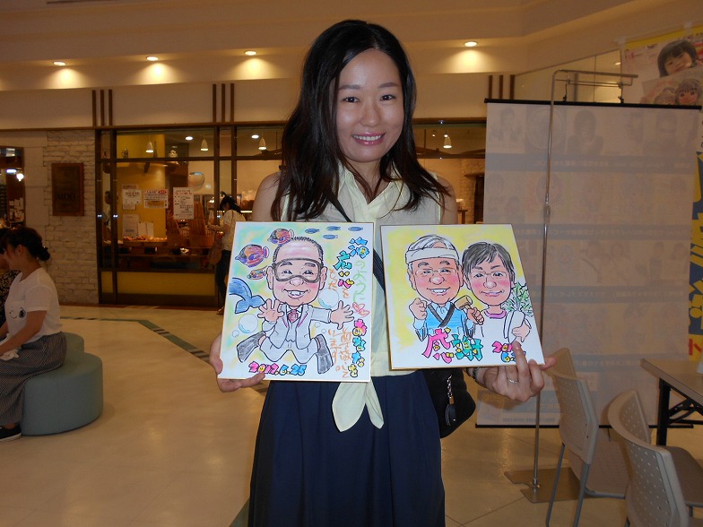 似顔絵サンクスボードとアニバーサリー似顔絵