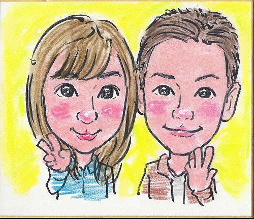 格安！お二人の色紙似顔絵