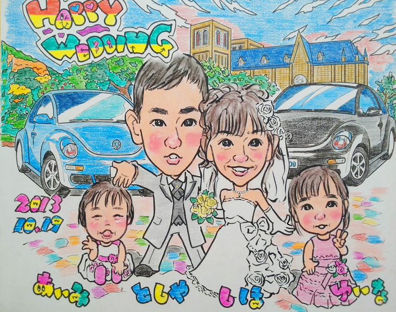 似顔絵ウエルカムボードLL　洋装