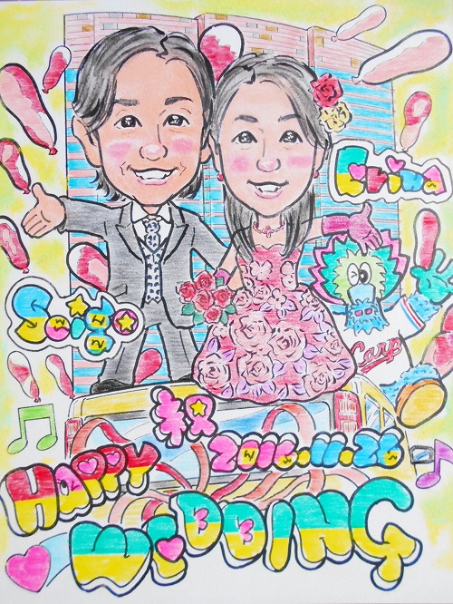 似顔絵ウエルカムボードカープ仕様