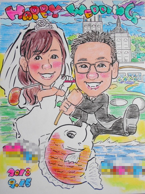 特典付き似顔絵ウエルカムボードL